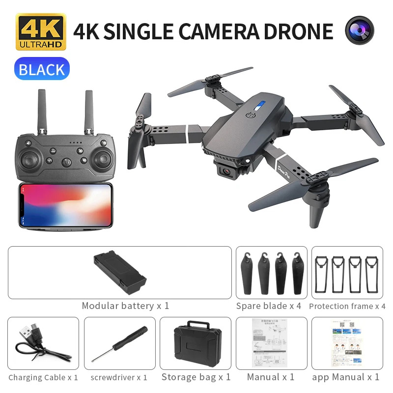 โดรนพับได้อัจฉริยะ E88 Pro รอง - Drone Camera Wide Angle บทวิจารณ์และราคา