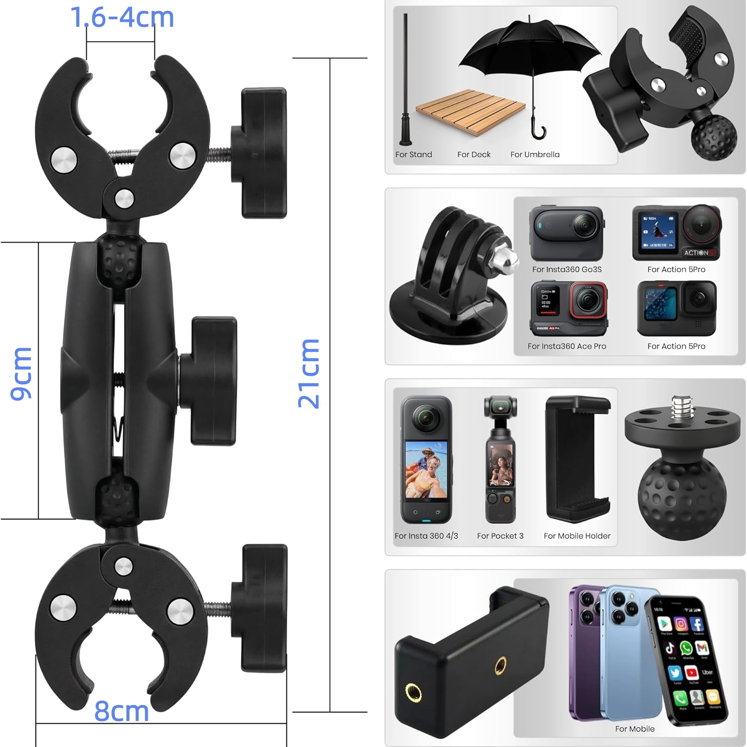 ตัวหนีบกล้องแบบหนีบสองชั้น Sup - Drone Camera Action บทวิจารณ์และราคา